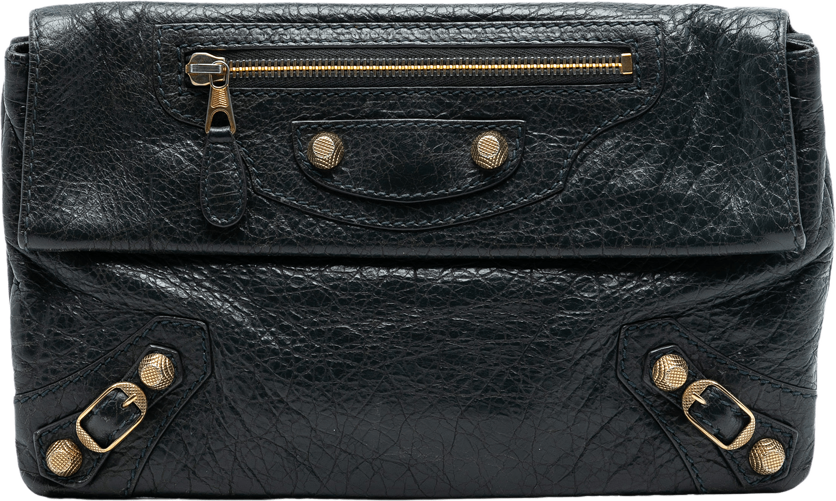 Balenciaga Lambskin Motocross Giant 12 Envelope Clutch, från Luxclusif, i färgen navy.