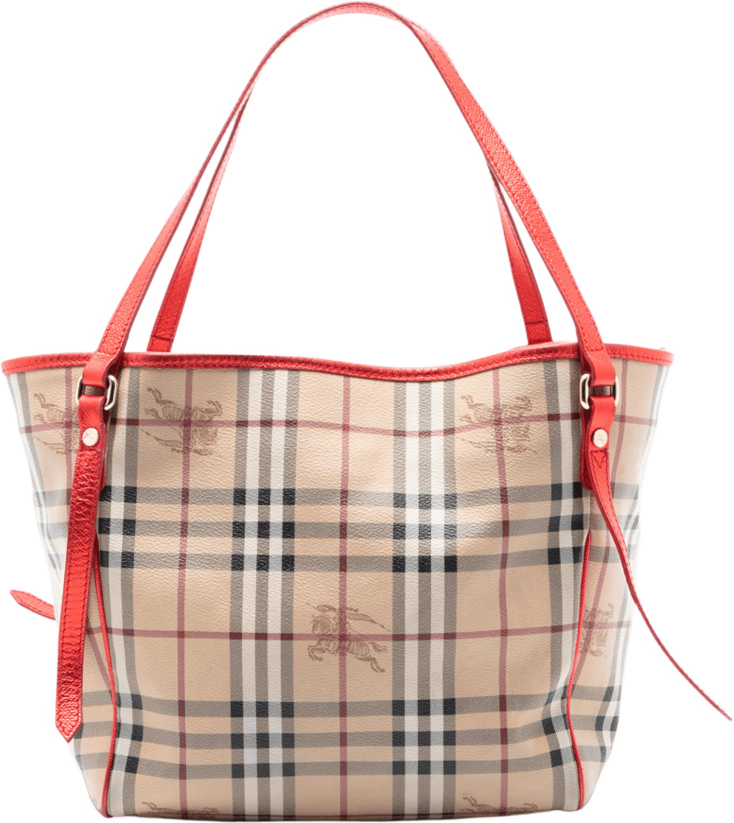 Burberry Small Haymarket Check Coated Canvas Canterbury Tote, från Luxclusif, i färgen beige.