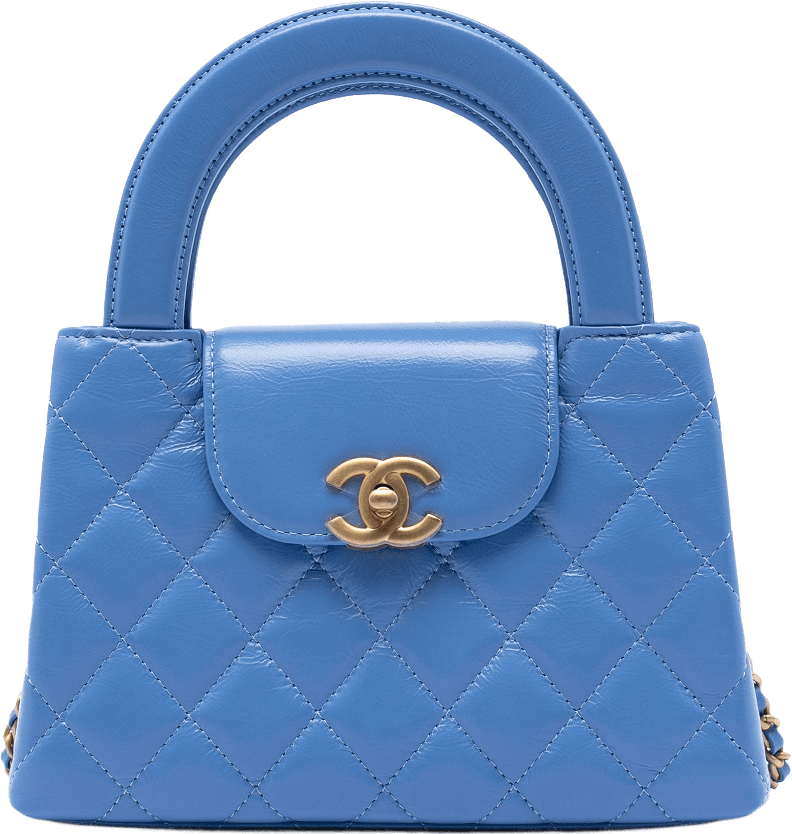 Chanel Nano Aged Calfskin Kelly Shopper Bag, från Luxclusif, i färgen blue.