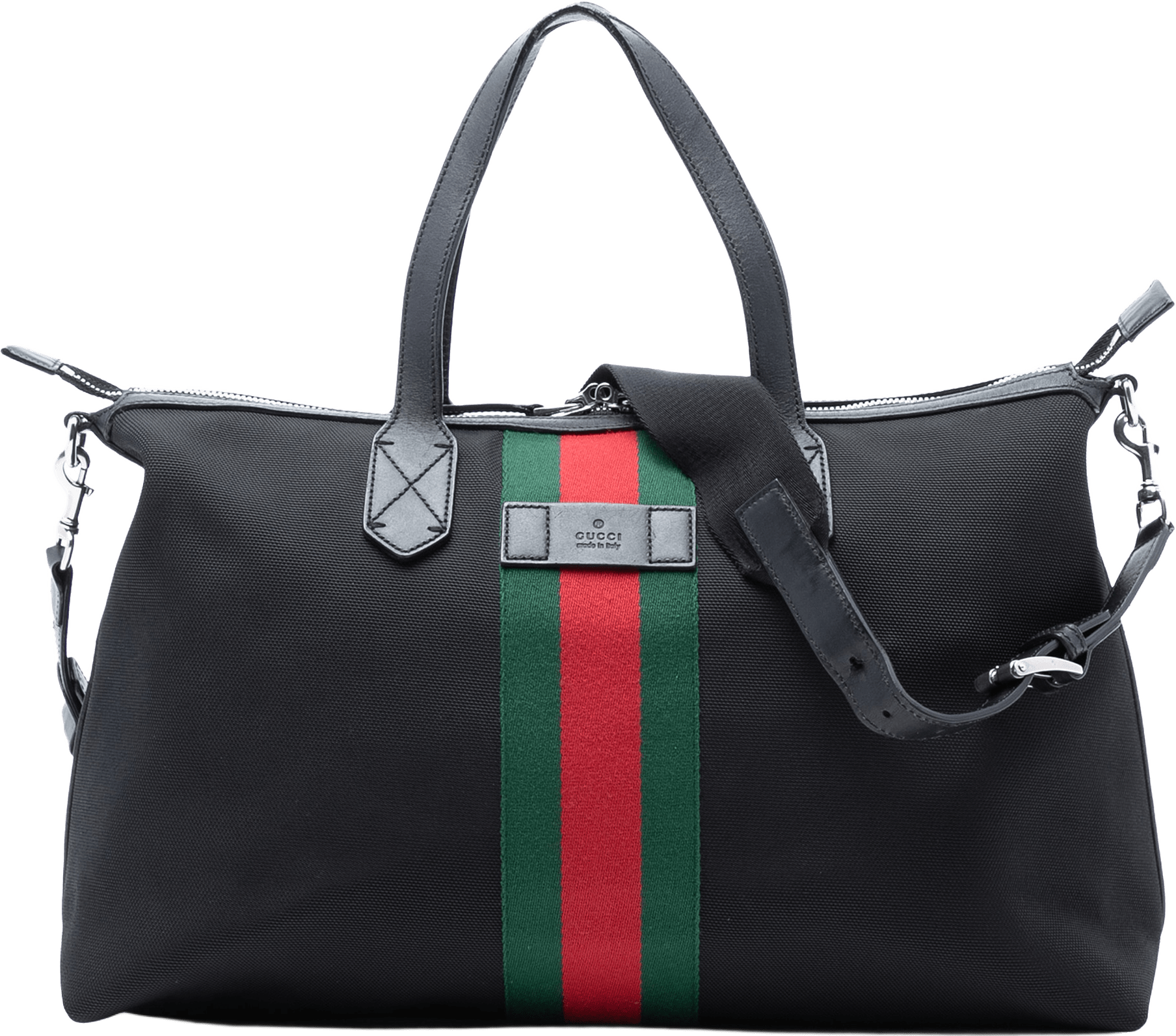 Gucci Techno Canvas Web Travel Bag, från Luxclusif, i färgen black.