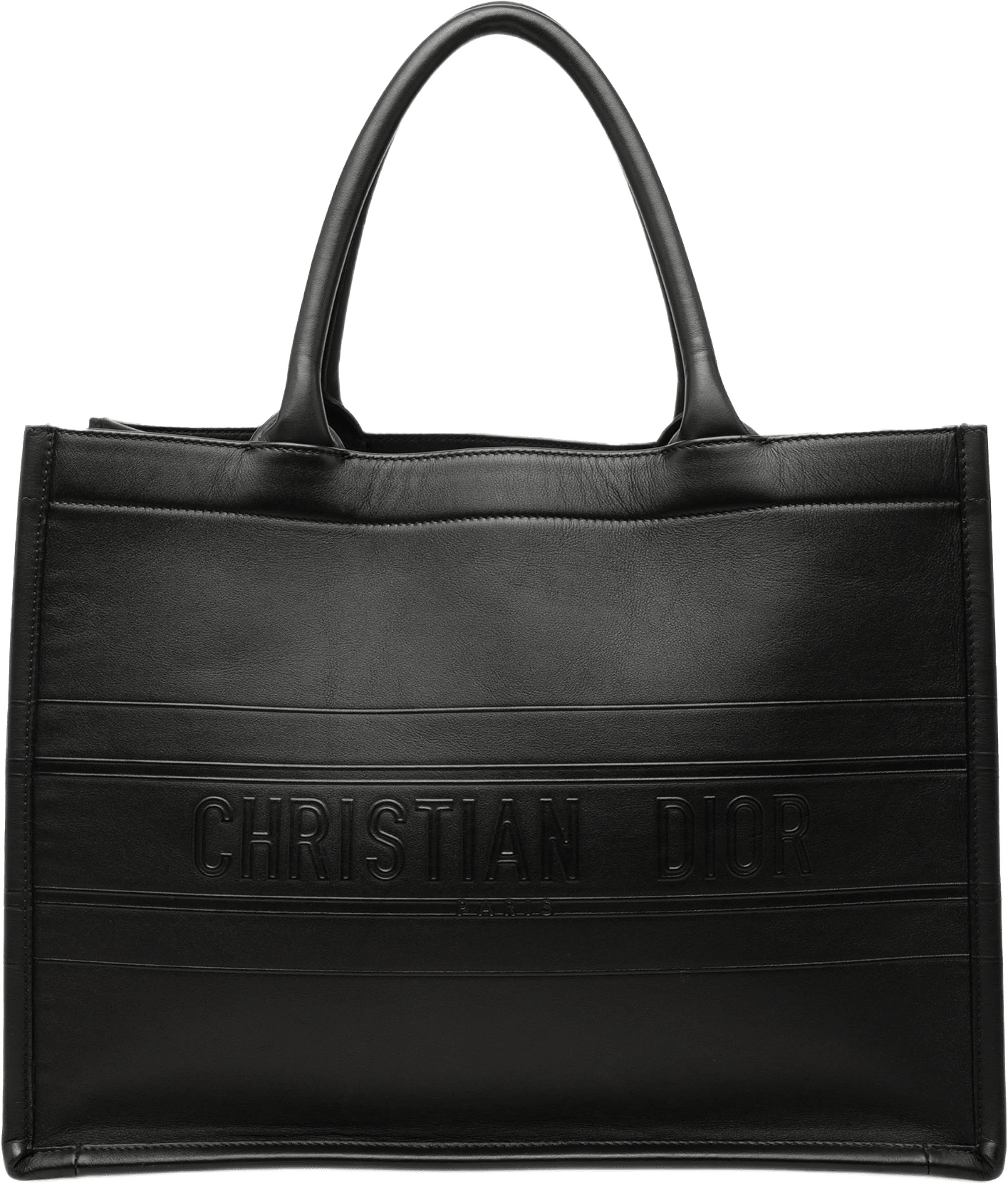 Dior Medium Embossed Leather Book Tote, från Luxclusif, i färgen svart.