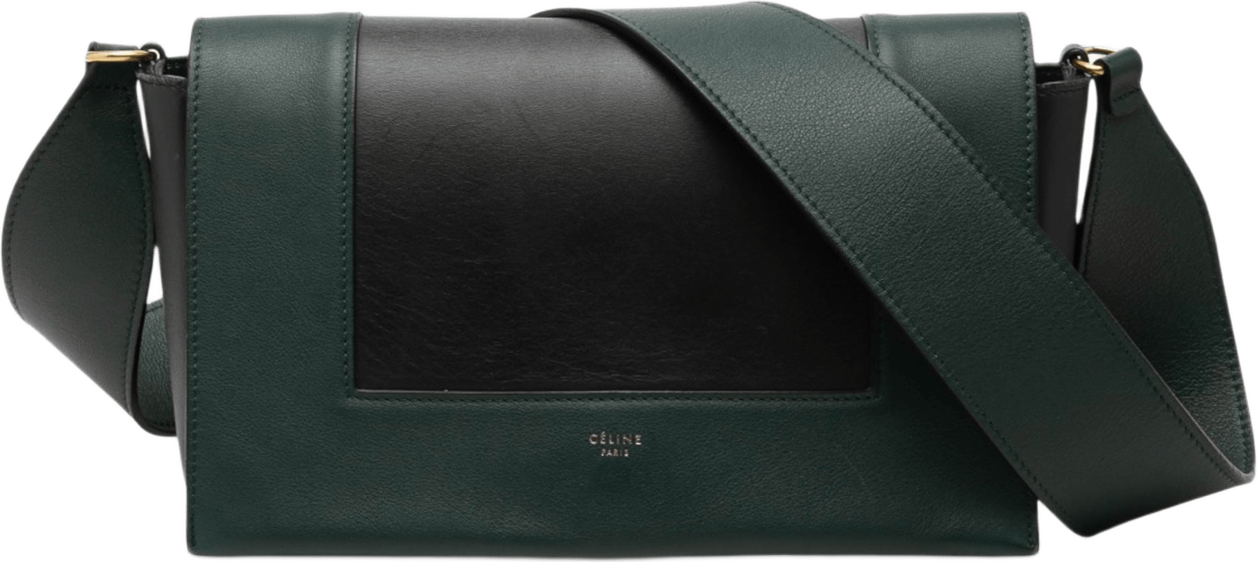Celine Medium Shiny Smooth Calfskin Frame Shoulder Bag, från Luxclusif, i färgen grön.