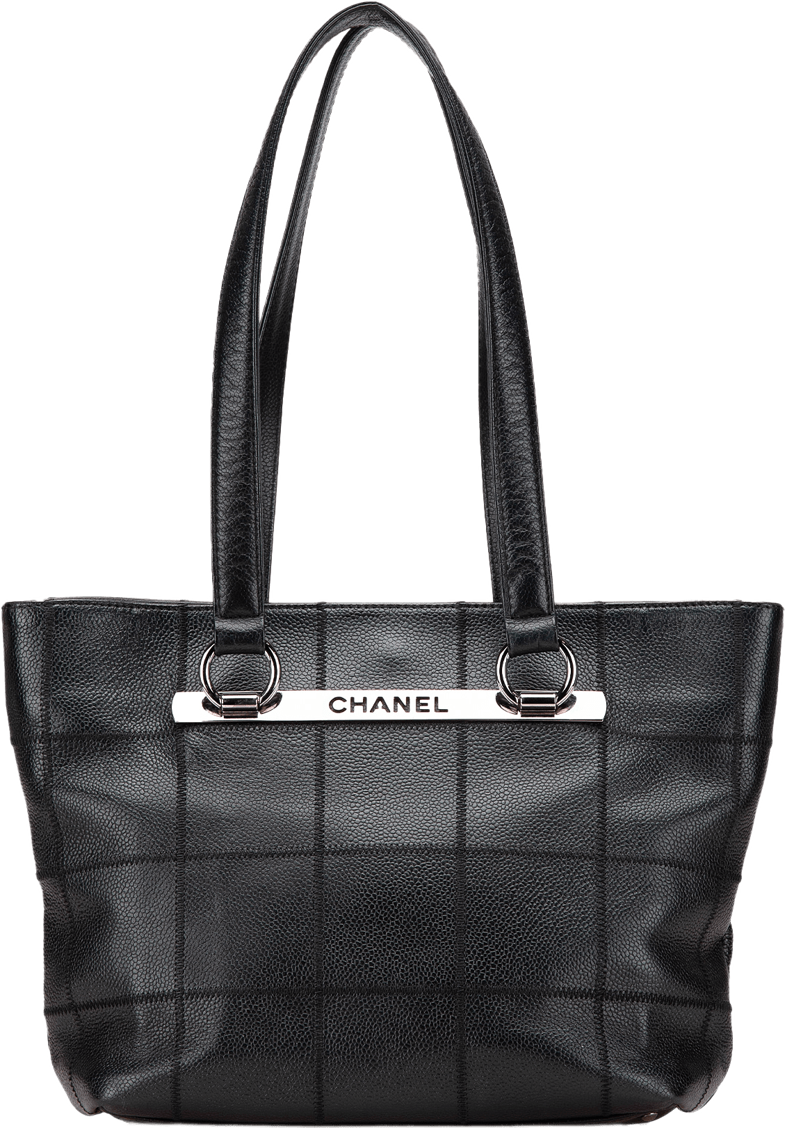 Chanel Caviar Choco Bar Tote, från Luxclusif, i färgen black.