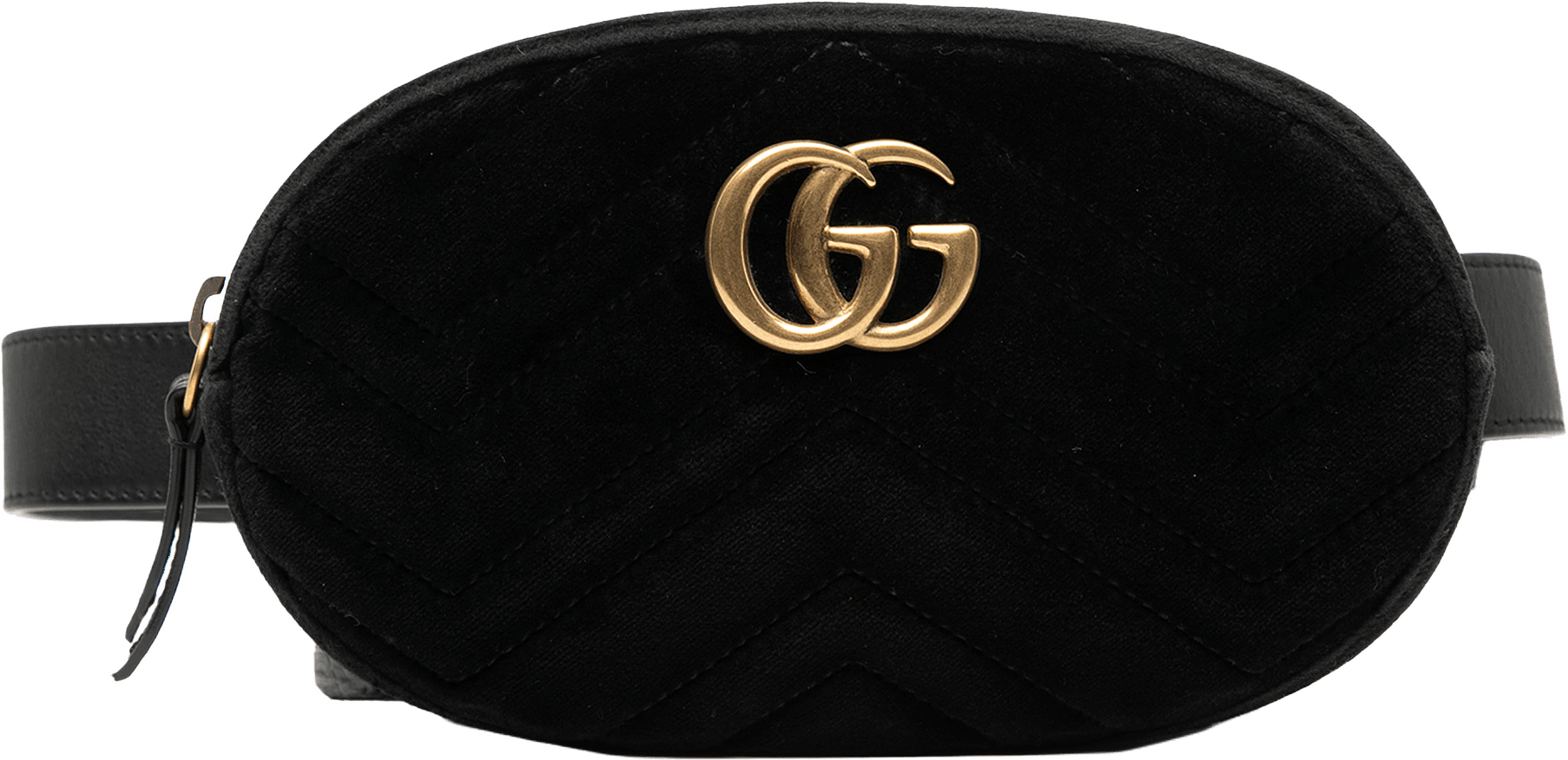 Gucci Gg Marmont Matelasse Velvet Belt Bag, från Luxclusif, i färgen black.