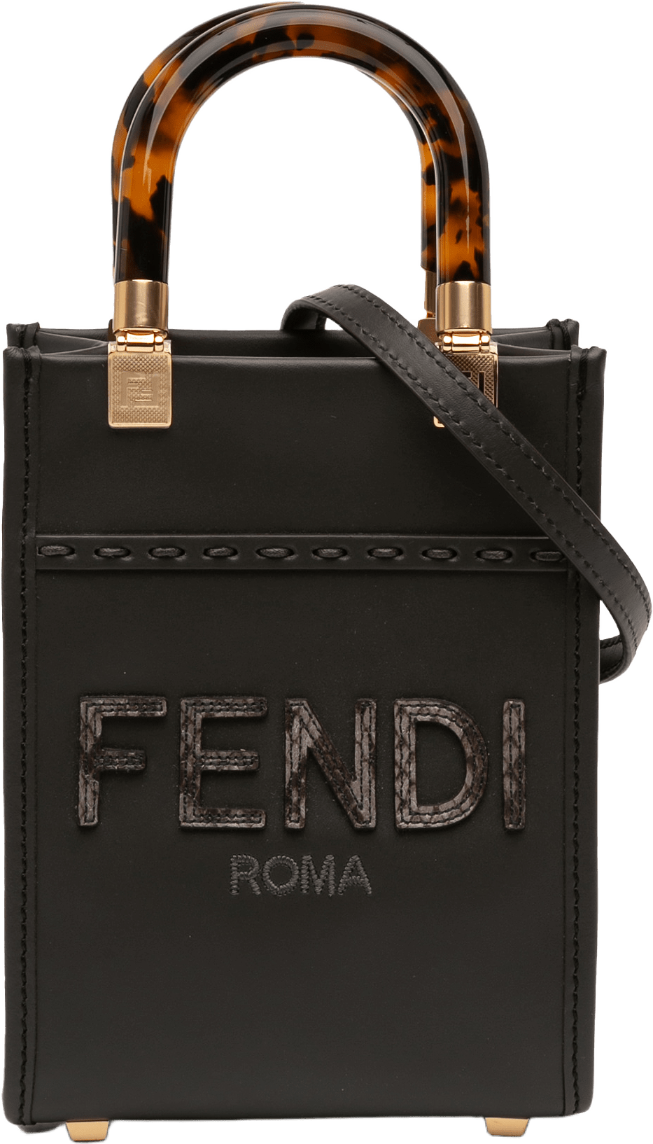 Fendi Mini Sunshine Shopper Tote, från Luxclusif, i färgen black.