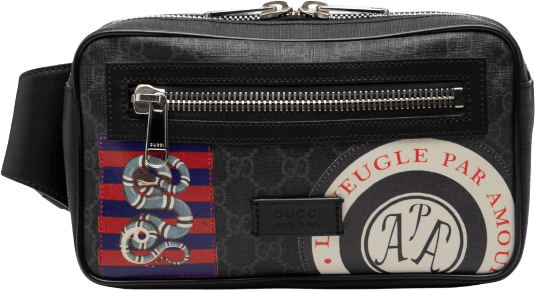 Gucci Gg Supreme Web Night Courrier Belt Bag, från Luxclusif, i färgen black.