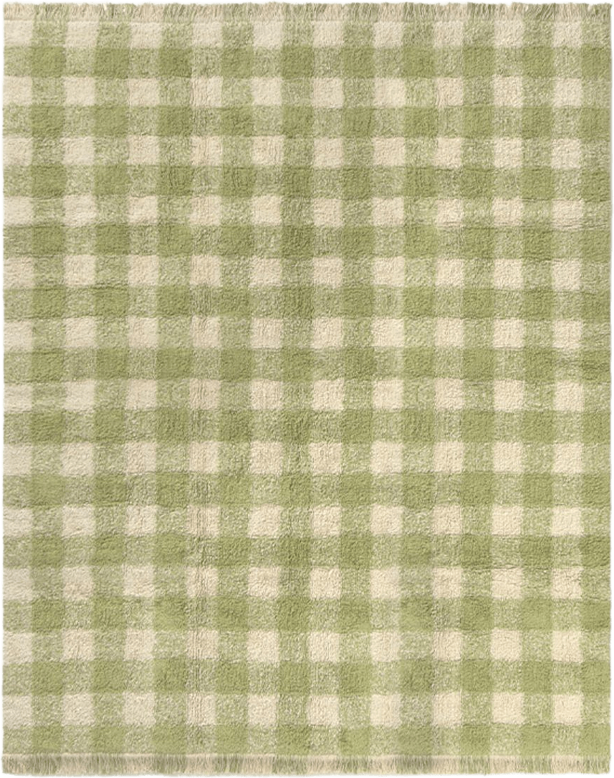 Tvättbar Matta Vichy, från LORENA CANALS, i färgen matcha, naturlig.