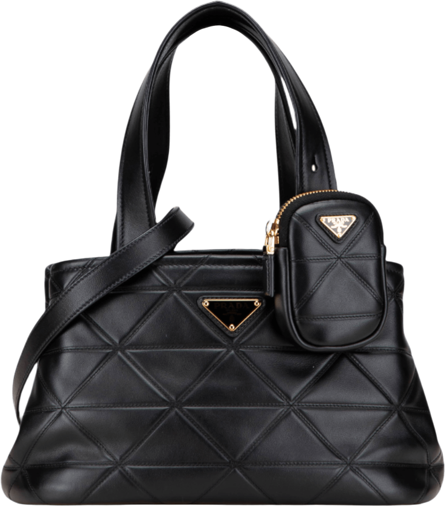 Prada Small Quilted Lambskin Satchel, från Luxclusif, i färgen black.