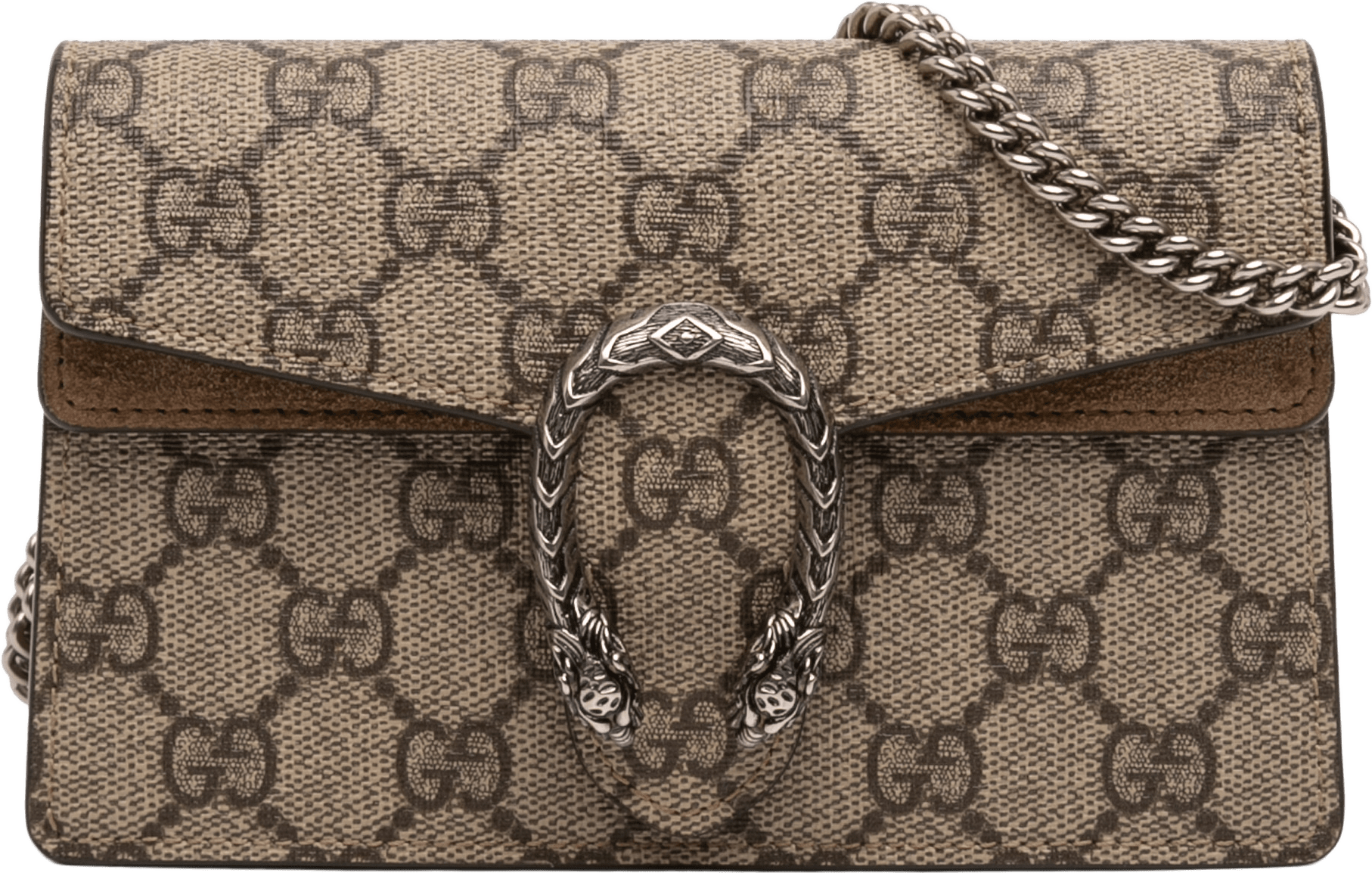 Gucci Mini Gg Supreme Dionysus Crossbody, från Luxclusif, i färgen beige.