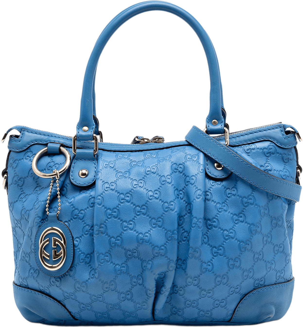 Gucci Guccissima Sukey Satchel, från Luxclusif, i färgen blue.
