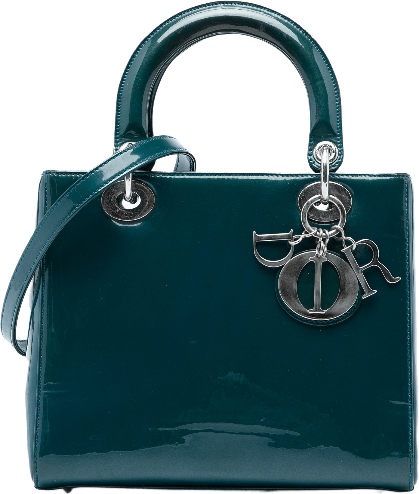 Dior Medium Patent Lady Dior, från Luxclusif, i färgen blå.