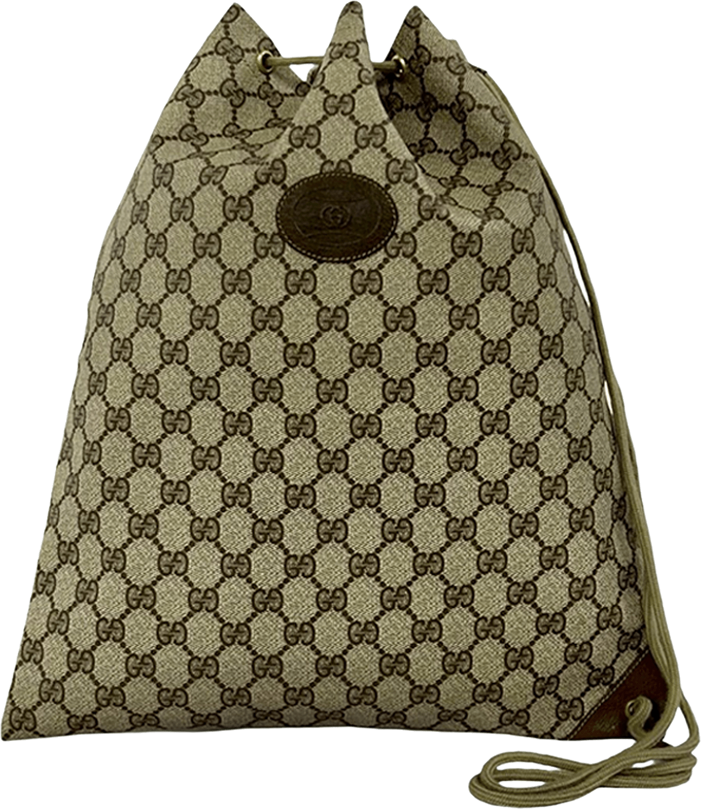 Gucci Gg Supreme Drawstring Backpack, från Luxclusif, i färgen beige.