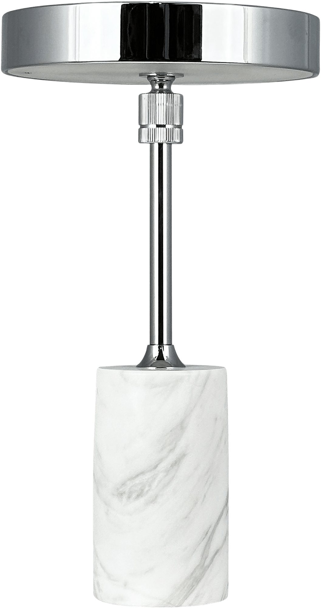 Starlight Table Lamp Rechargeable, från Dyberg Larsen, i färgen chrome/ white marble.