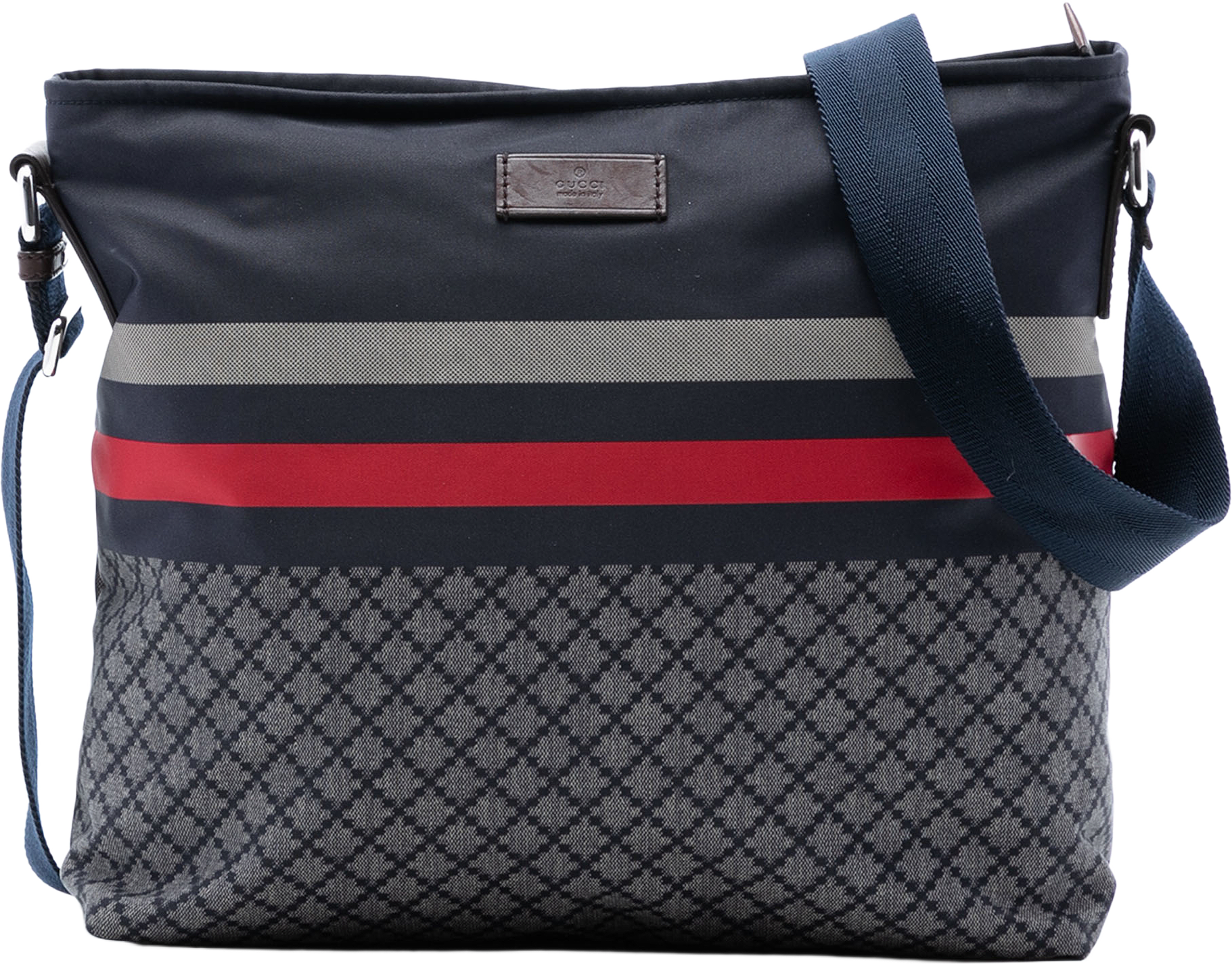 Gucci Diamante Nylon Web Crossbody, från Luxclusif, i färgen navy.