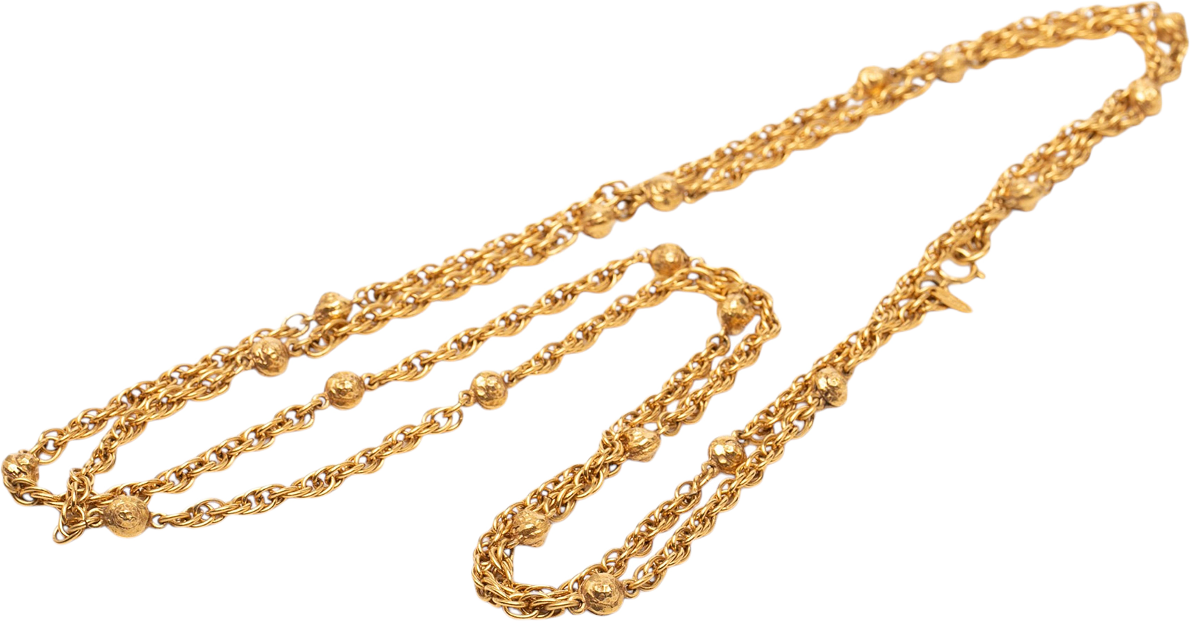 Chanel Cc Gold Plated Station Chain Long Necklace, från Luxclusif, i färgen gold.