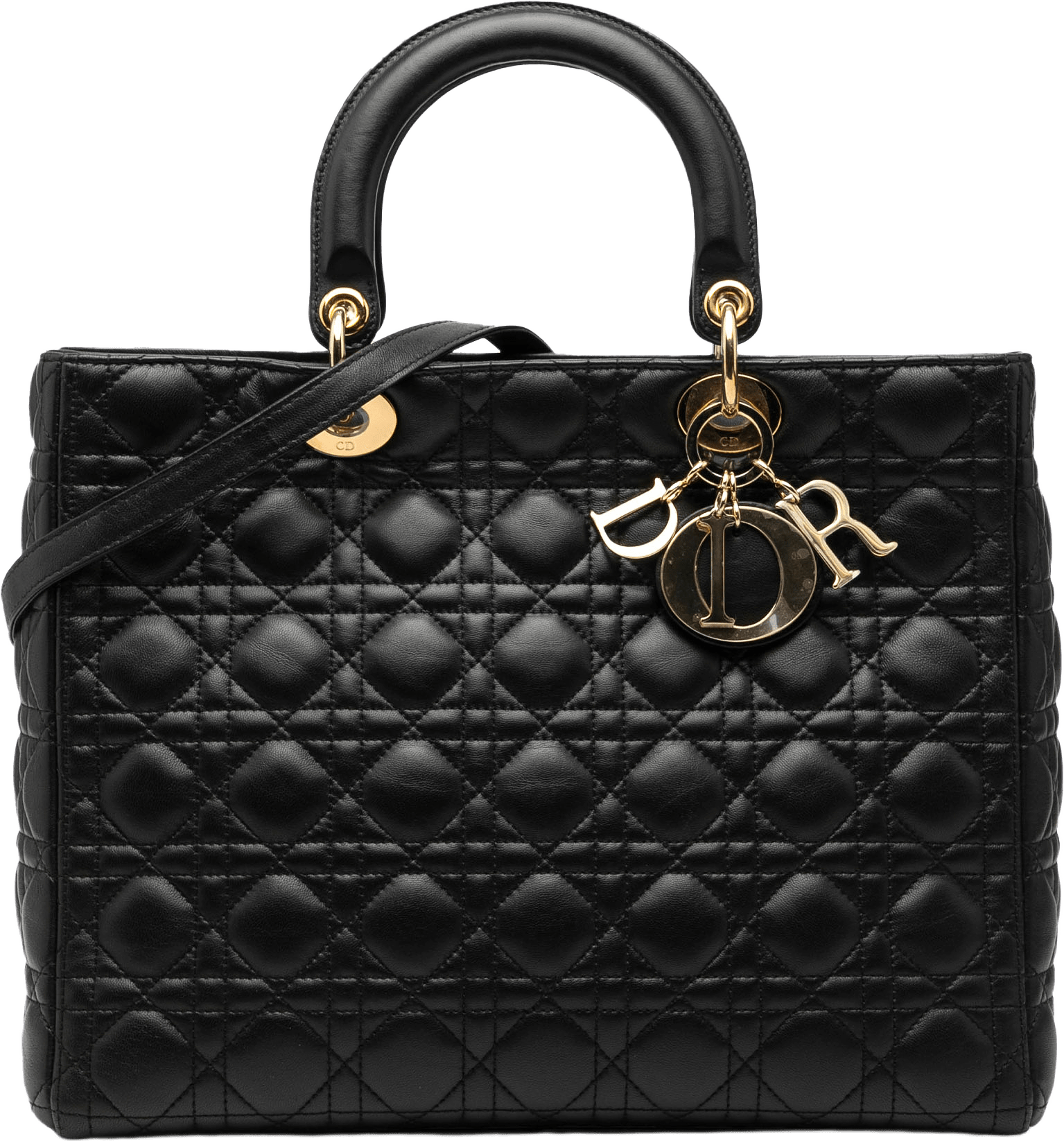 Dior Large Lambskin Cannage Lady Dior, från Luxclusif, i färgen black.