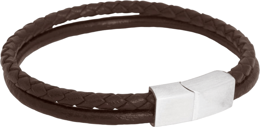 Leon Leather Bracelet Black, från by BILLGREN, i färgen brun.