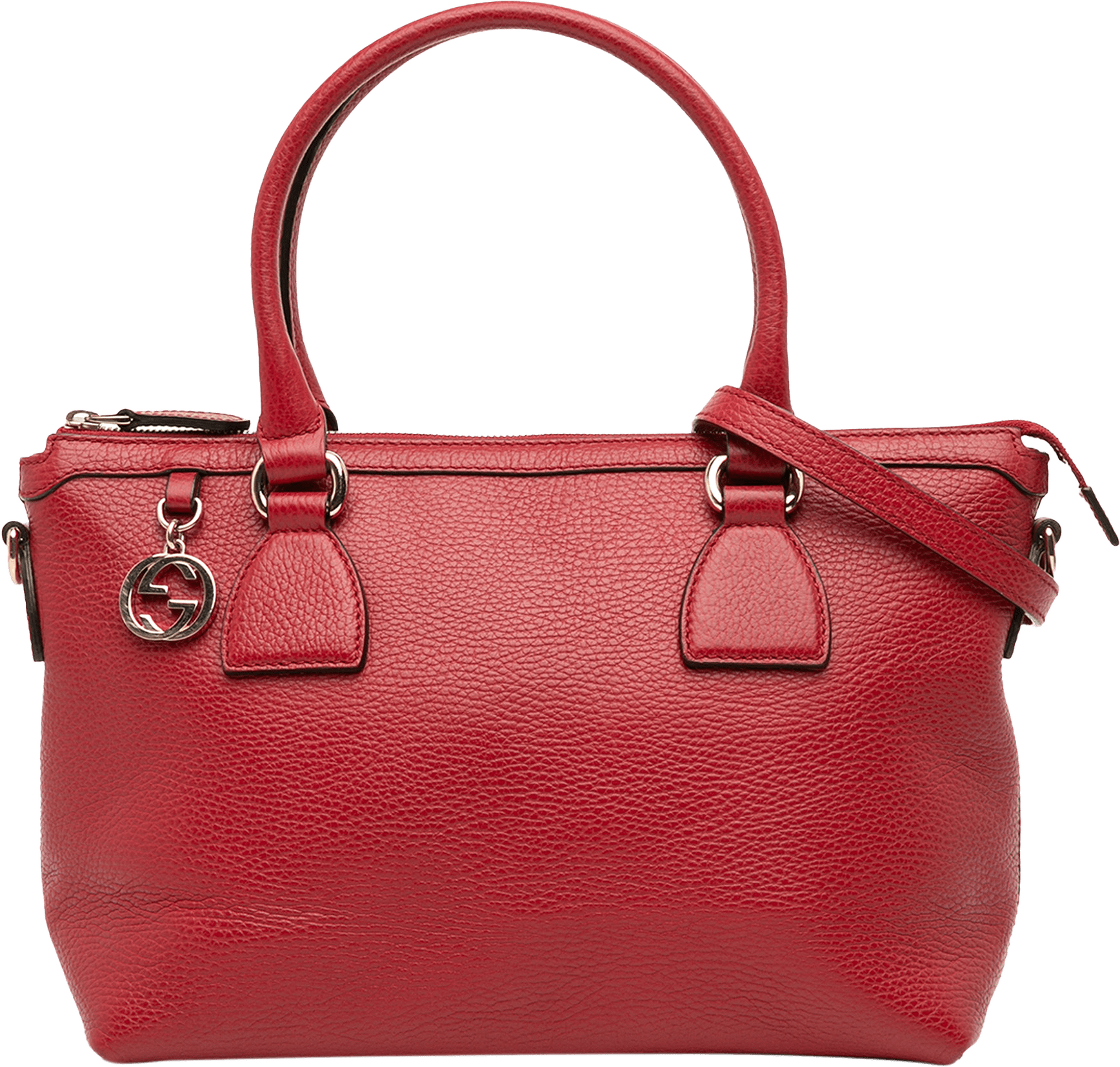 Gucci Dollar Calfskin Gg Charm Satchel, från Luxclusif, i färgen red.