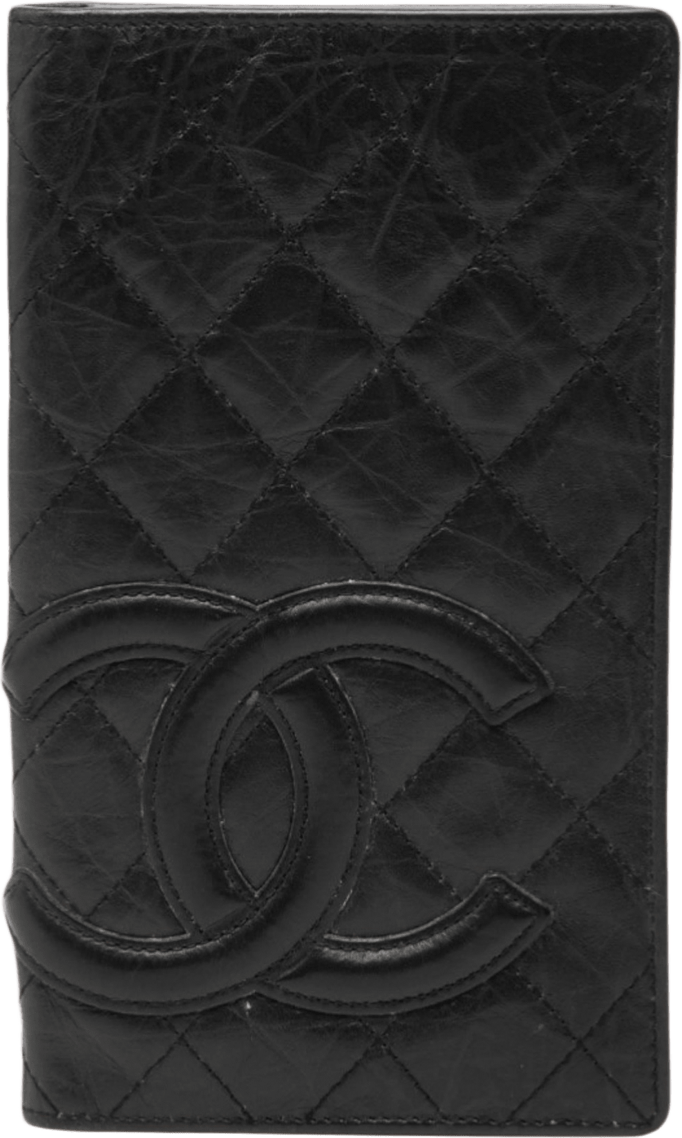 Chanel Quilted Aged Calfskin Cambon Ligne Bifold Wallet, från Luxclusif, i färgen black.