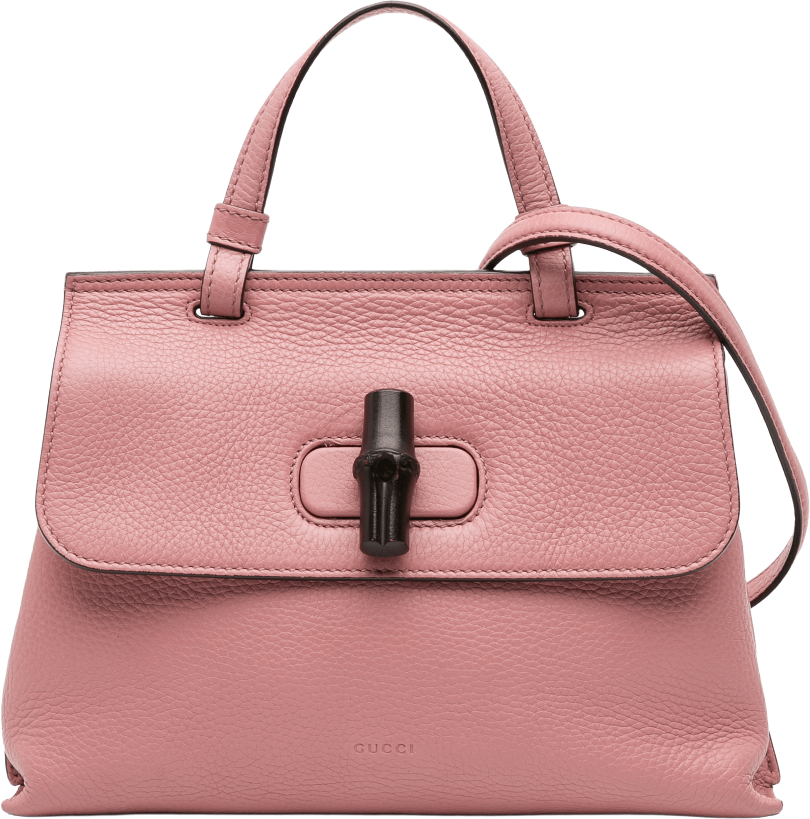 Gucci Medium Leather Bamboo Daily Satchel, från Luxclusif, i färgen pink.