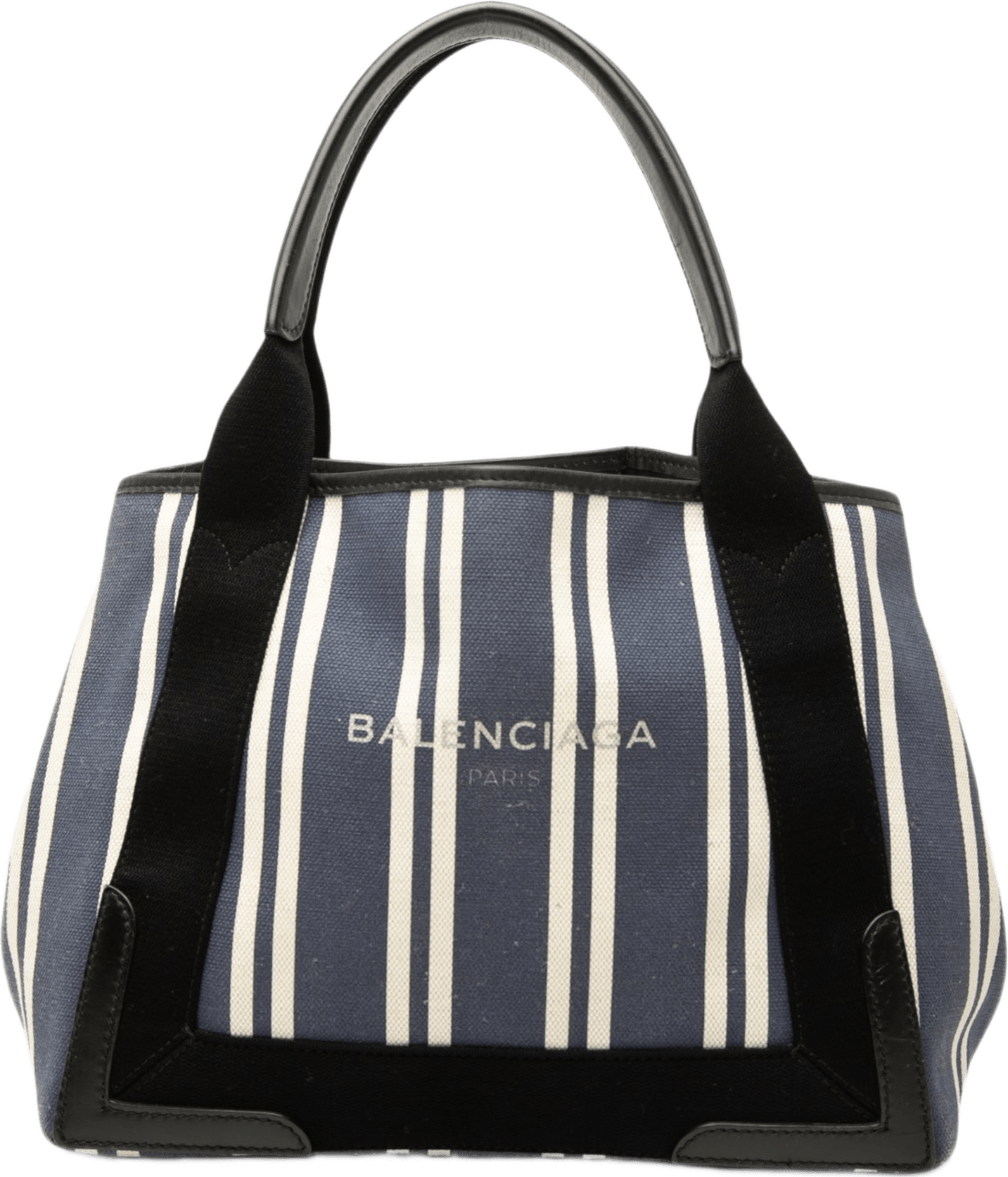 Balenciaga Canvas Striped Navy Cabas S, från Luxclusif, i färgen blå.