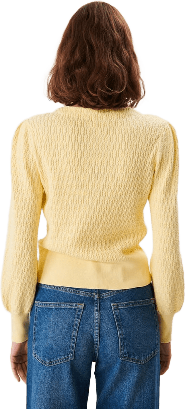 Johanna Cardigan, från Jumperfabriken, i färgen yellow.