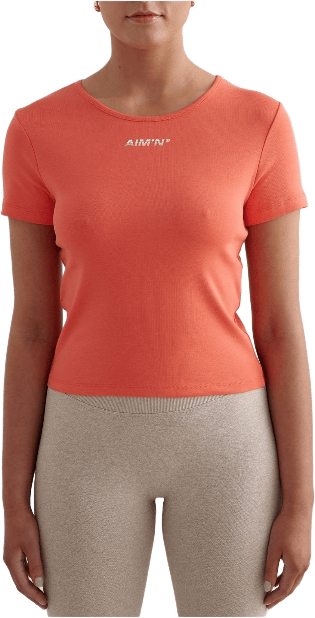 Stretch T-shirt, från aim'n, i färgen tangerine.