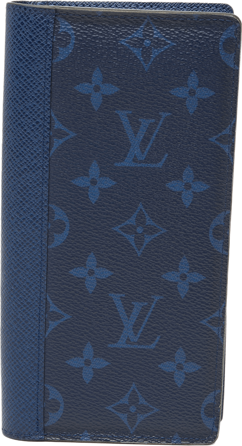 Louis Vuitton Monogram Taigarama Brazza Bifold Long Wallet, från Luxclusif, i färgen blå.