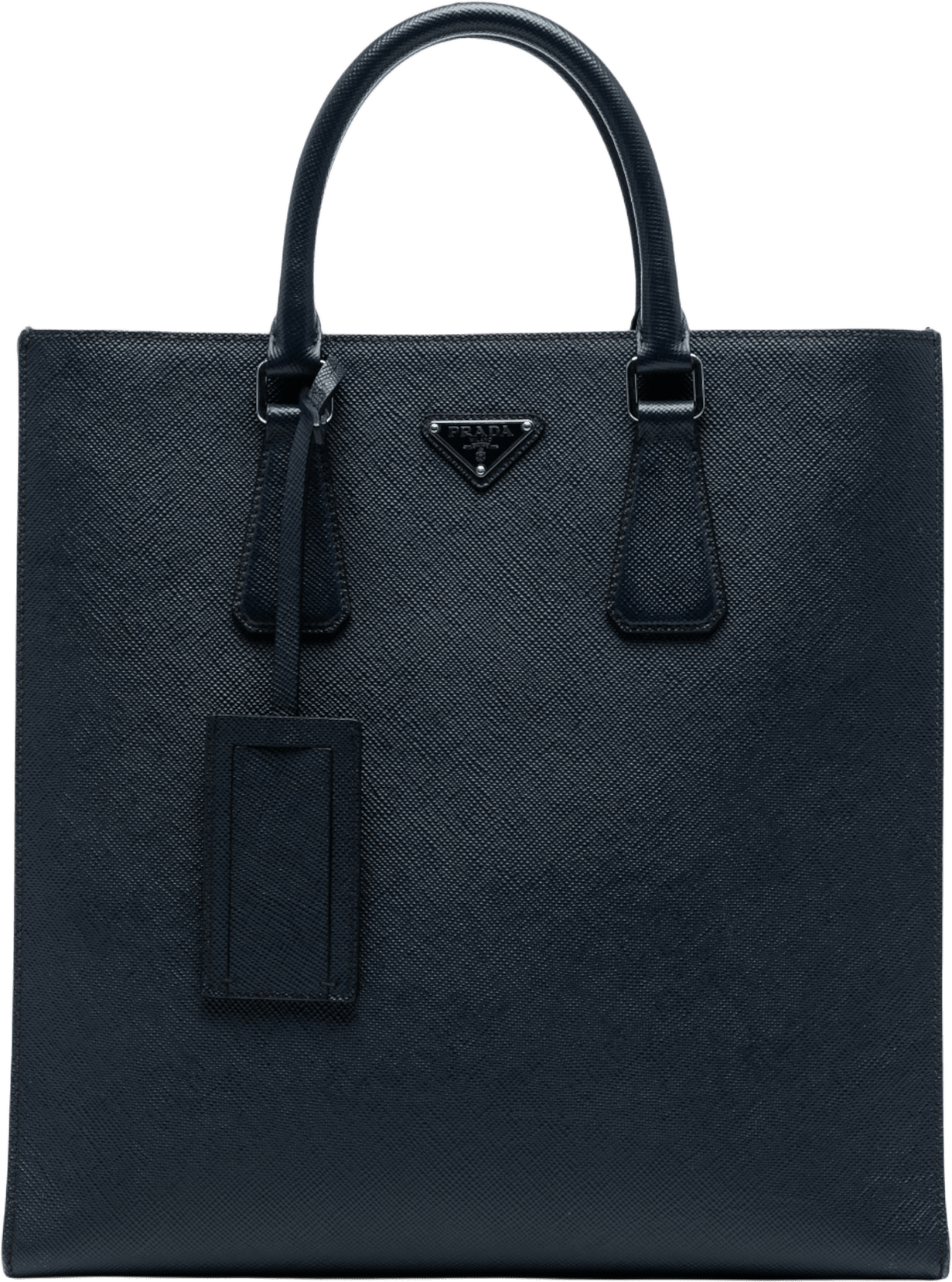 Prada Saffiano North South Tote, från Luxclusif, i färgen navy.