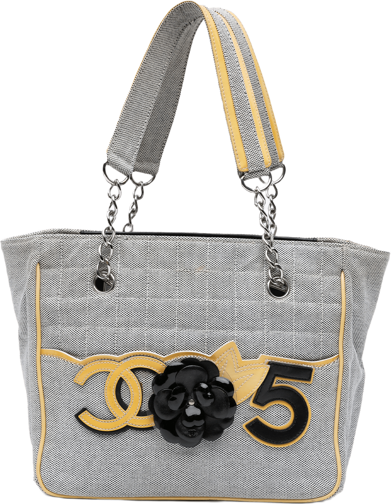 Chanel Cc Camellia No. 5 Choco Bar Canvas Tote