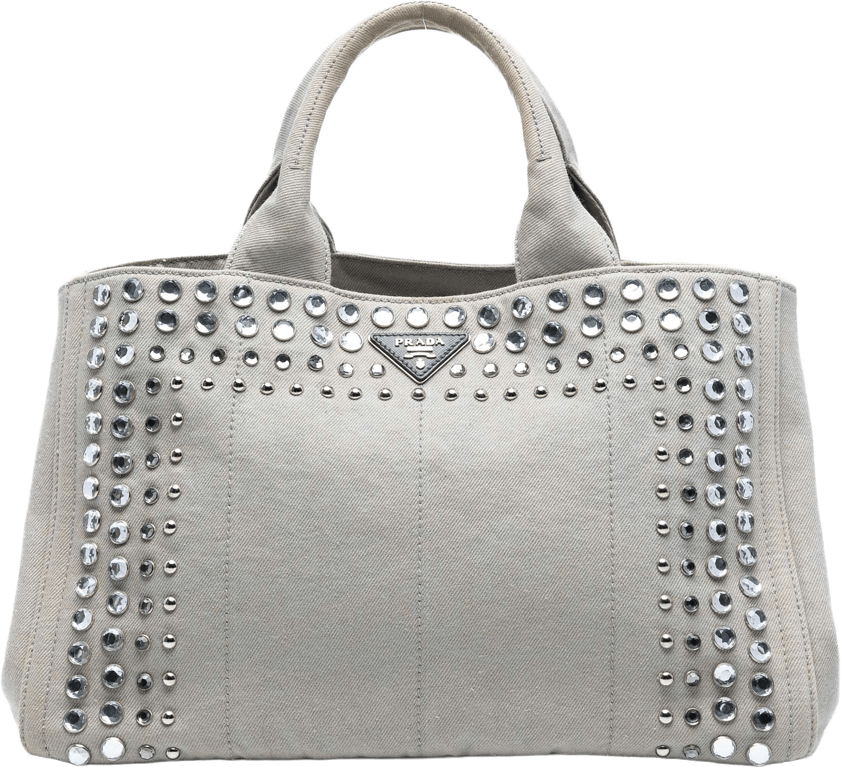 Prada Canvas Canapa Bijoux Satchel, från Luxclusif, i färgen gray.