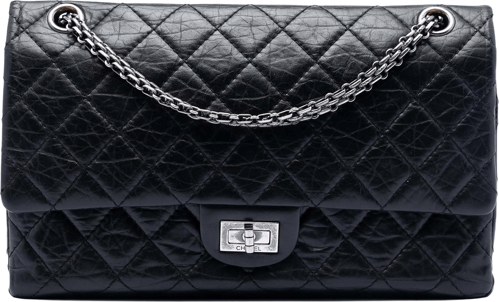 Chanel Quilted Aged Calfskin Reissue 2.55 Double Flap 226, från Luxclusif, i färgen black.