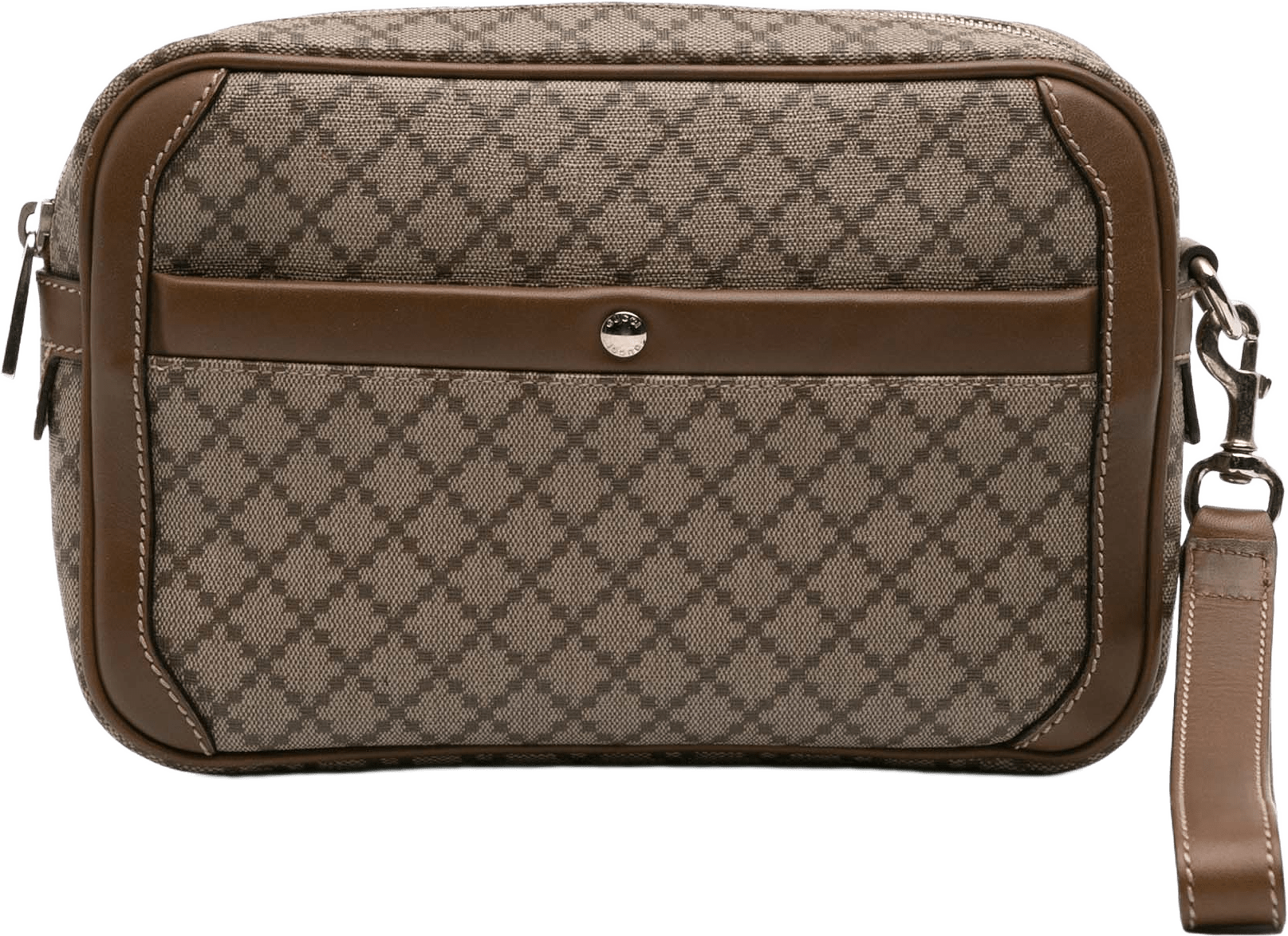 Gucci Diamante Coated Canvas Clutch, från Luxclusif, i färgen beige.