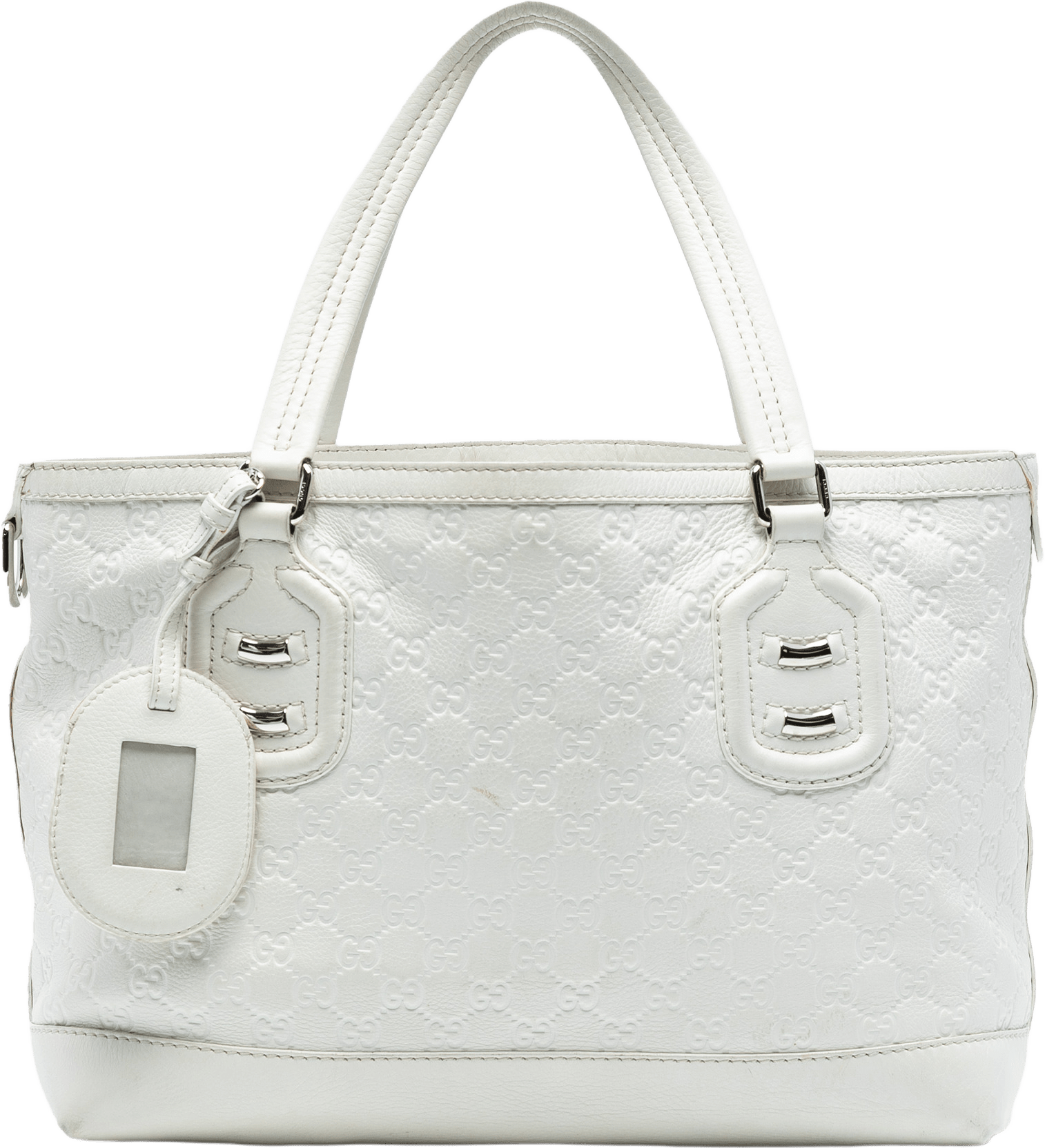 Gucci Guccissima Techno Tag Tote, från Luxclusif, i färgen white.