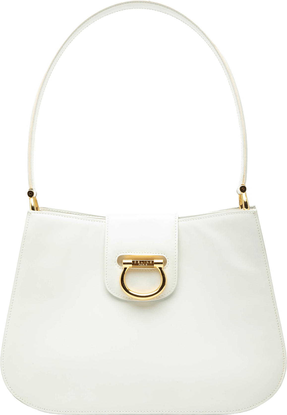 Celine Leather Horseshoe Shoulder Bag, från Luxclusif, i färgen white.