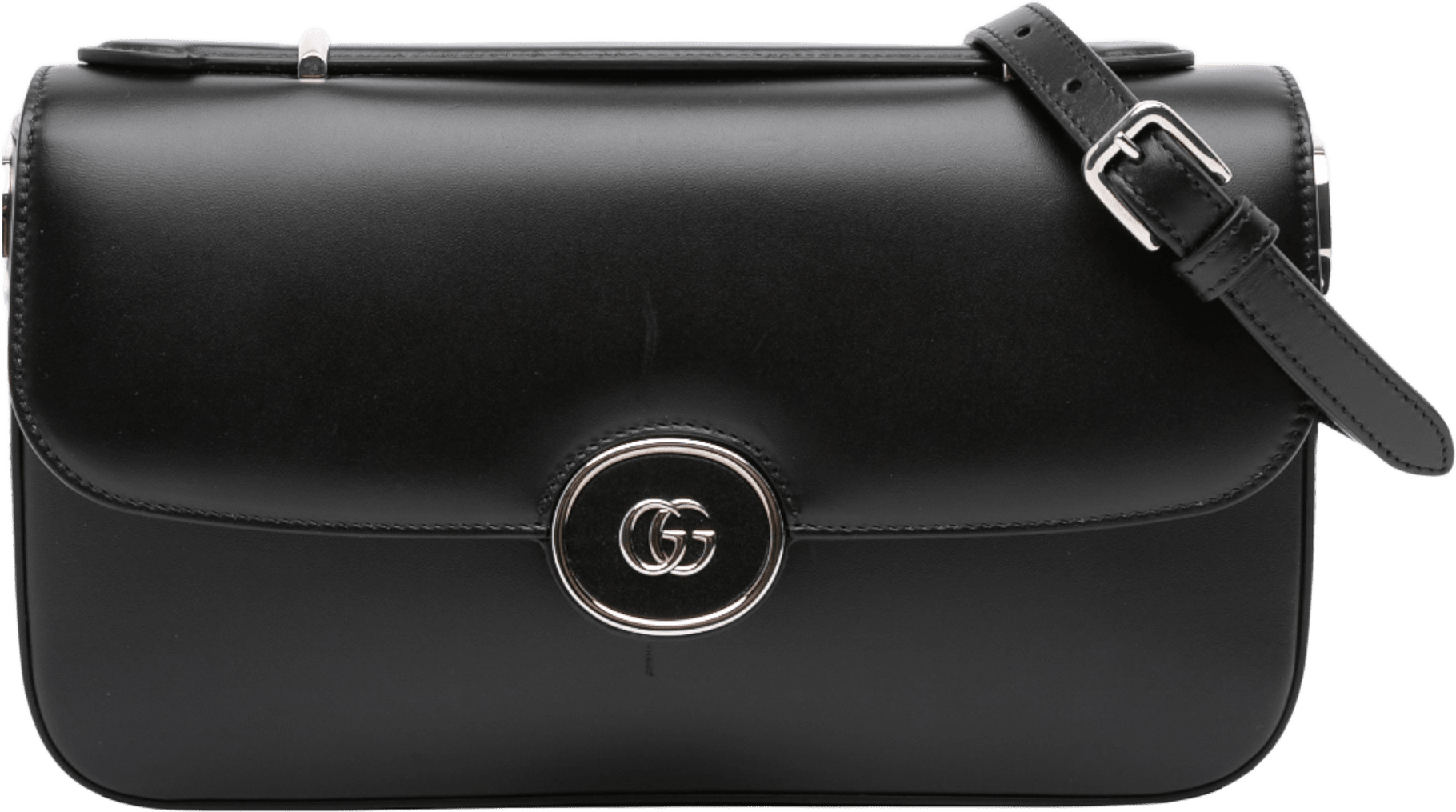 Gucci Small Leather Petite Gg Satchel, från Luxclusif, i färgen black.