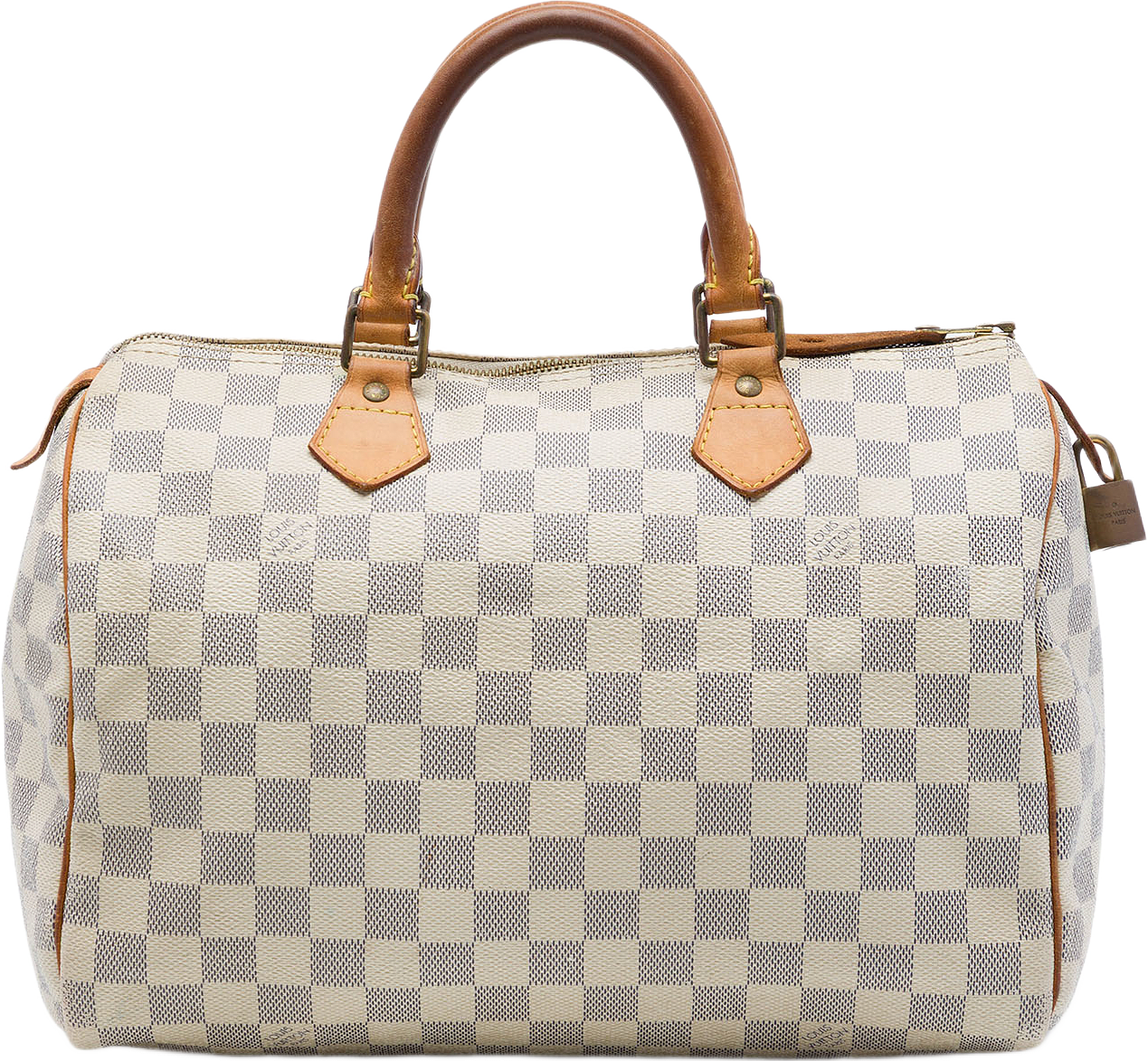 Louis Vuitton Damier Azur Speedy 30, från Luxclusif, i färgen vit.
