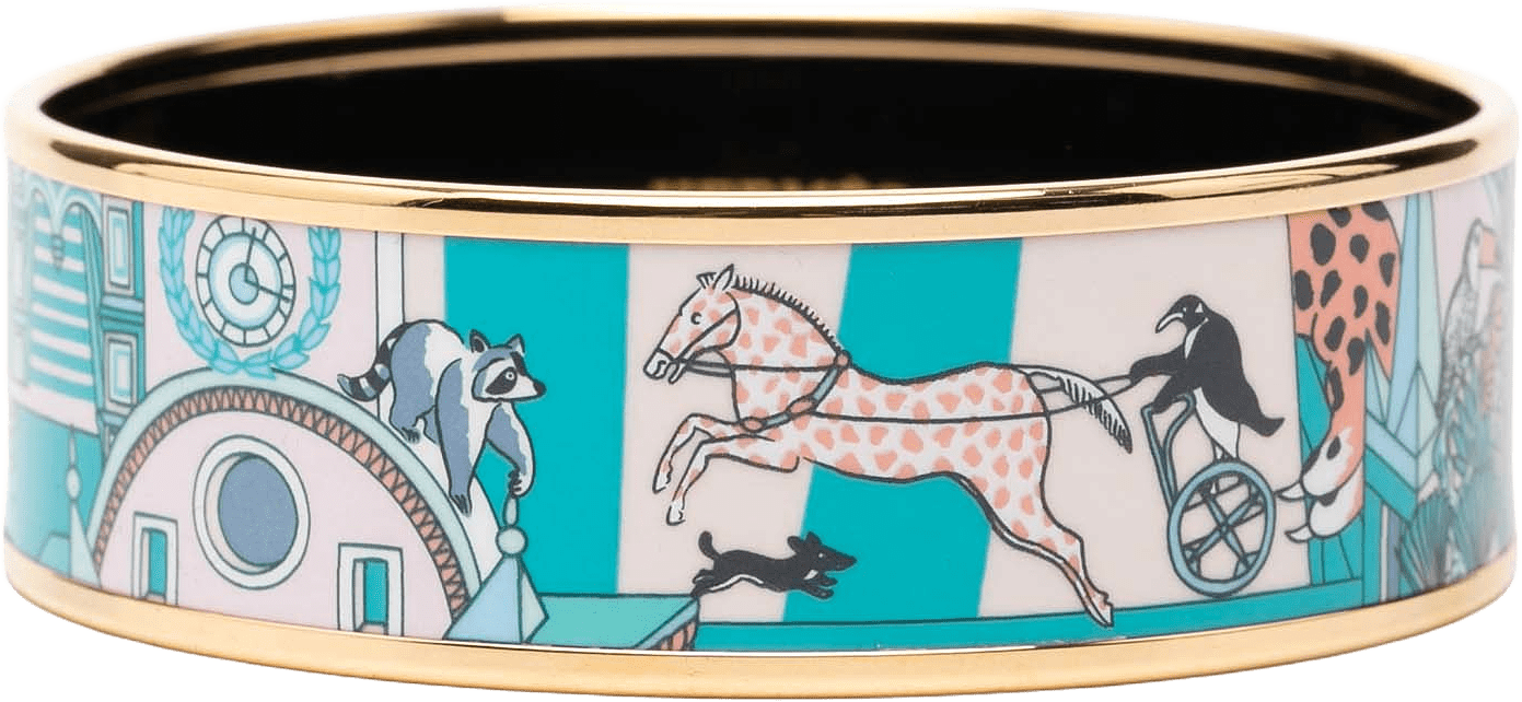 Hermès Wide Animapolis Enamel Bracelet 62, från Luxclusif, i färgen aqua.
