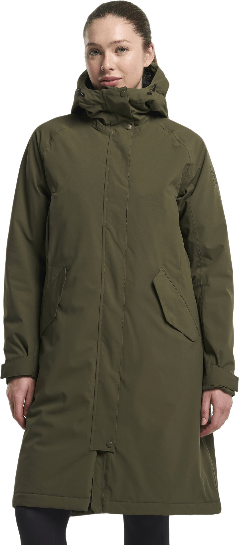 Trudy Parka Women, från Tenson, i färgen olivgrön.