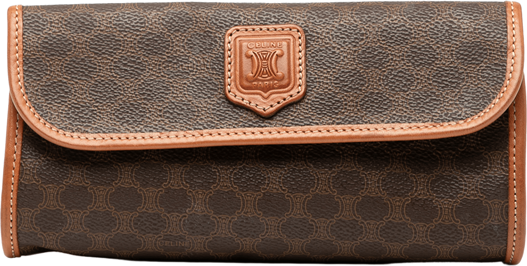 Celine Macadam Coated Canvas Clutch, från Luxclusif, i färgen brown.