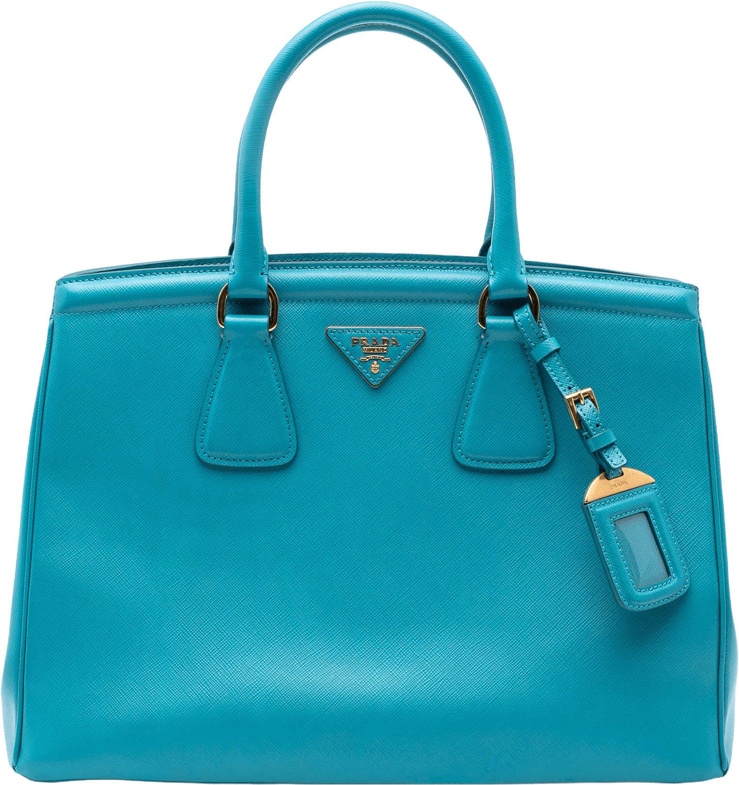 Prada Saffiano Lux Parabole Tote, från Luxclusif, i färgen turquoise.