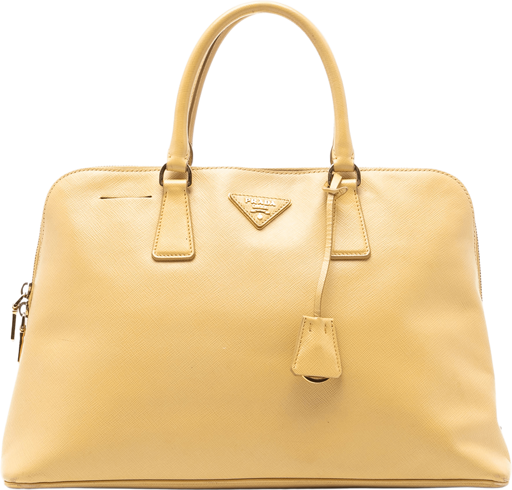 Prada Large Saffiano Lux Promenade Satchel, från Luxclusif, i färgen yellow.