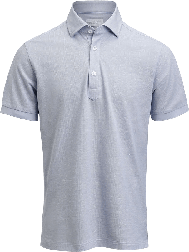 Ib133 Polo Pique Knit Tailored Fit, från J.Harvest & Frost, i färgen ljusblå.