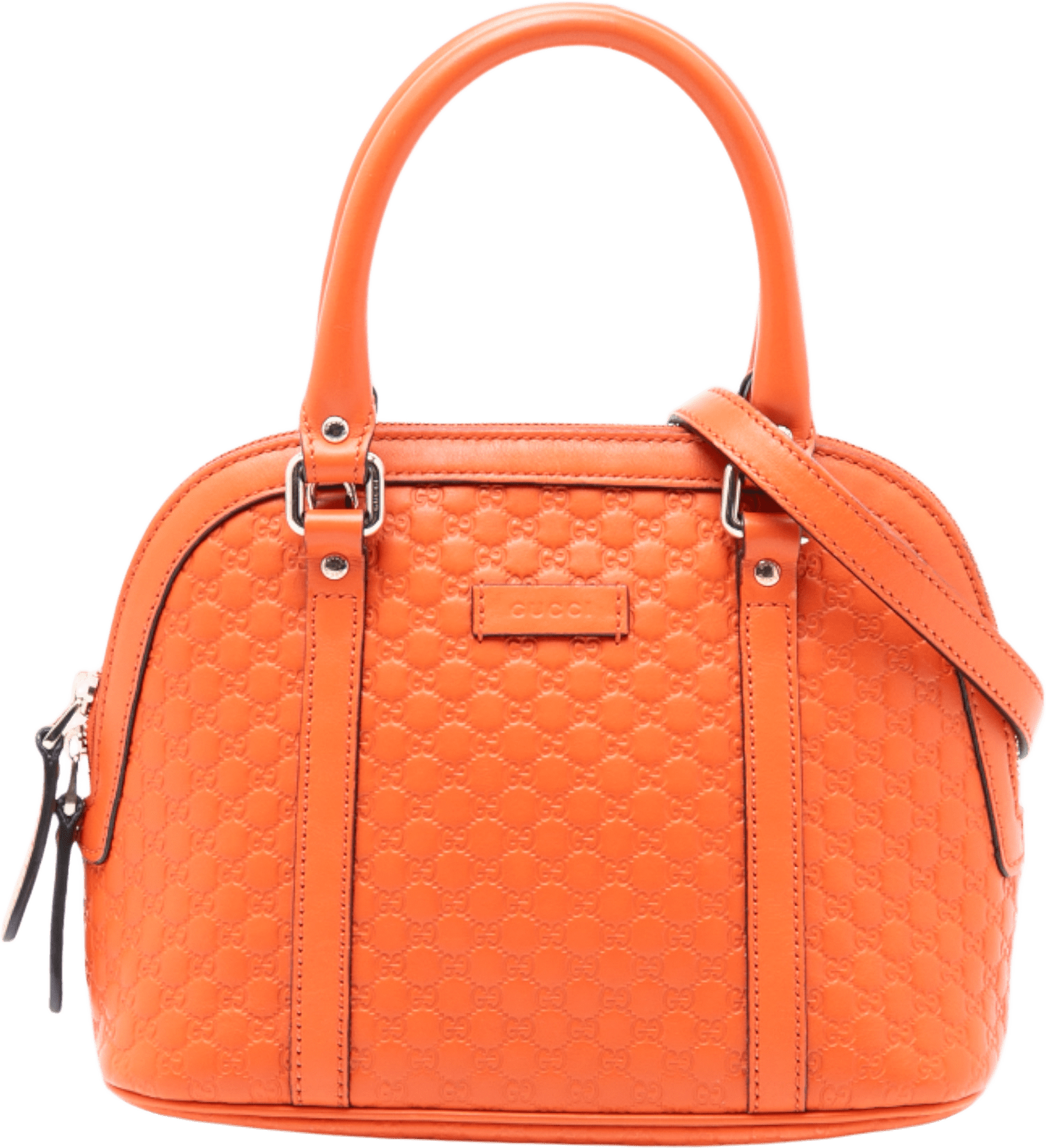 Gucci Mini Microguccissima Dome Satchel, från Luxclusif, i färgen orange.