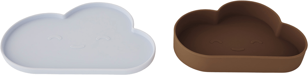 Chloe Cloud Plate & Bowl, från OYOY Mini, i färgen ice blue,brown.