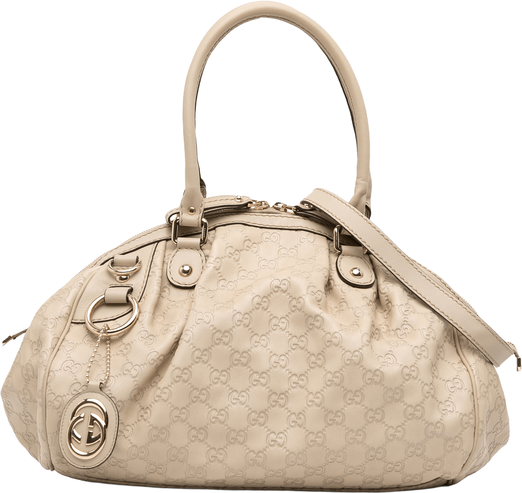 Gucci Guccissima Sukey Satchel, från Luxclusif, i färgen beige.