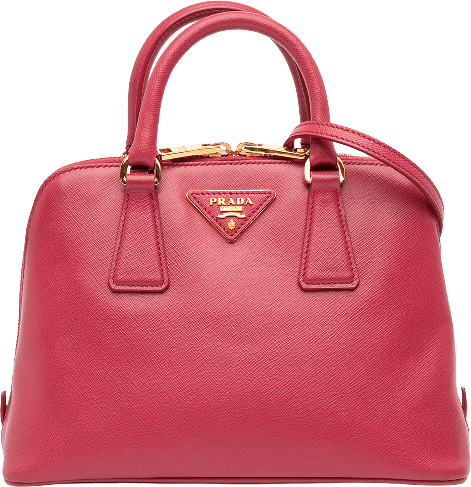 Prada Small Saffiano Lux Promenade Satchel, från Luxclusif, i färgen pink.