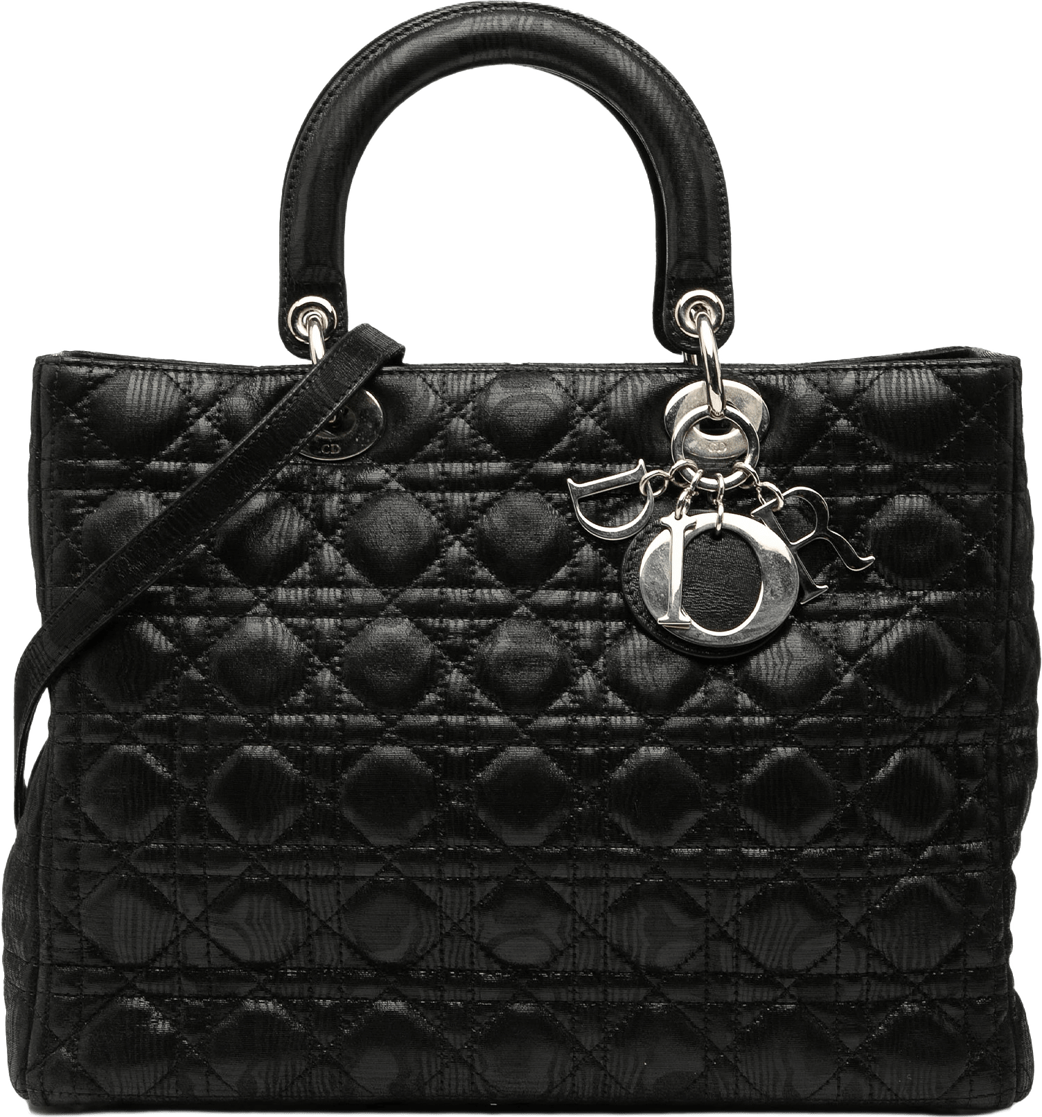 Dior Large Iridescent Fabric Cannage Lady Dior, från Luxclusif, i färgen black.