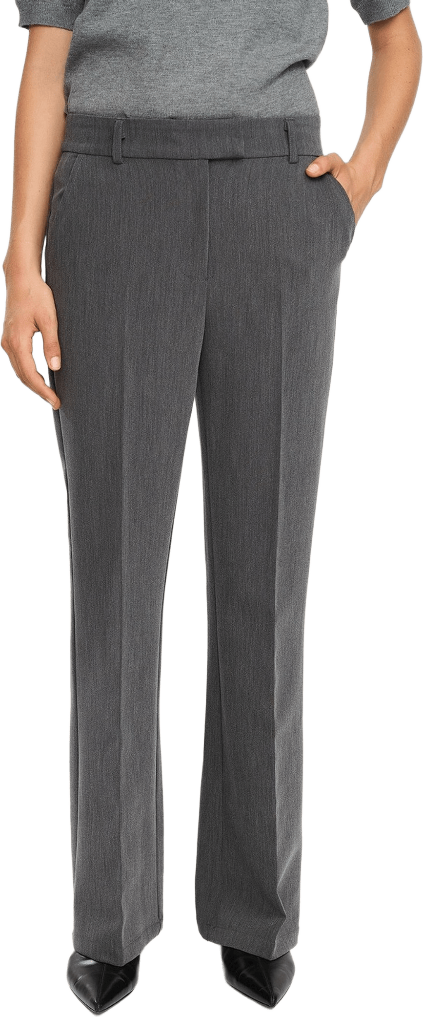 Srester Flared Pant - Charcoal Melange, från Soft Rebels, i färgen charcoal melange.