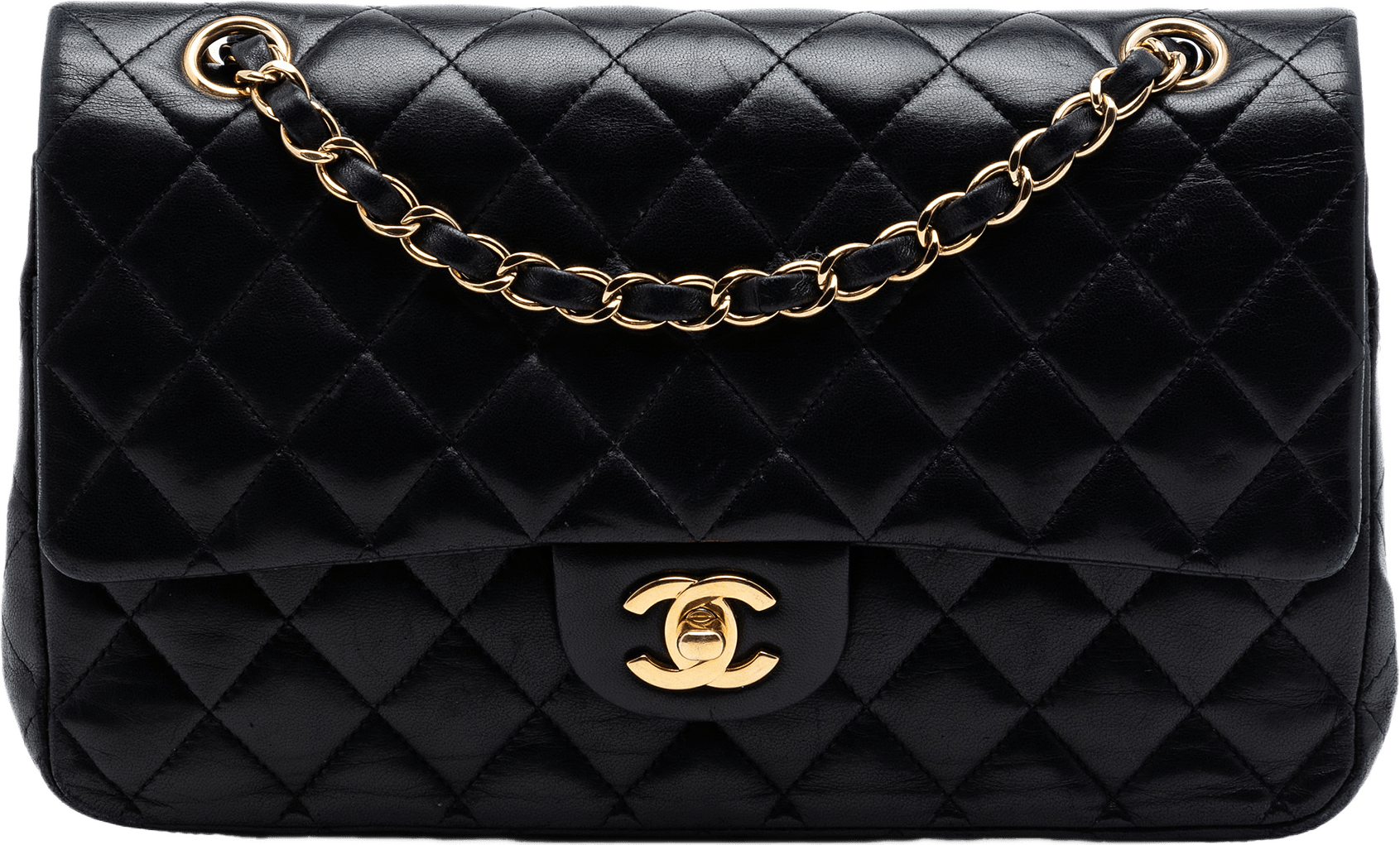 Chanel Medium Classic Lambskin Double Flap, från Luxclusif, i färgen black.
